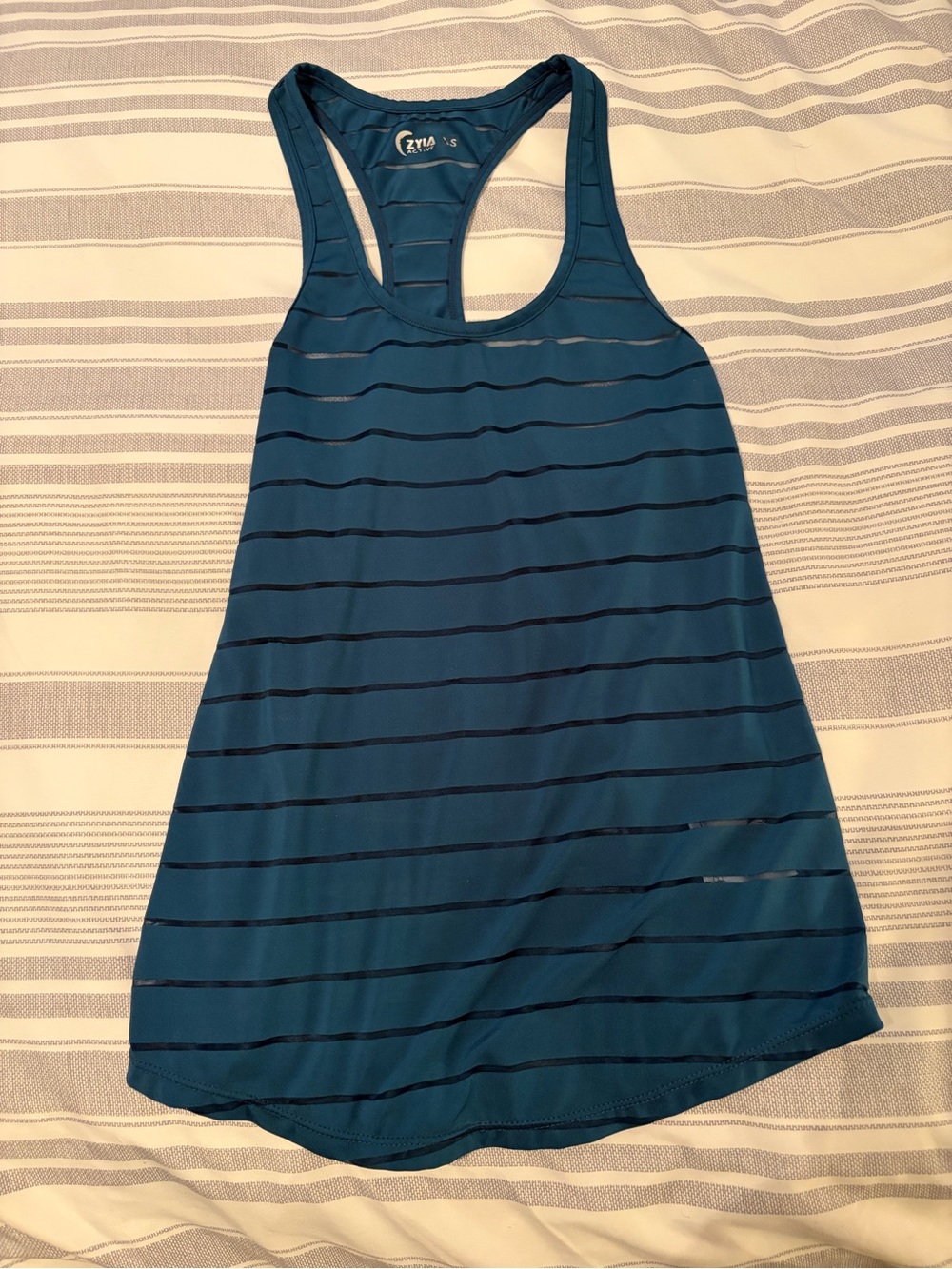 ZYIA Teal Striped Racerback Active Tank